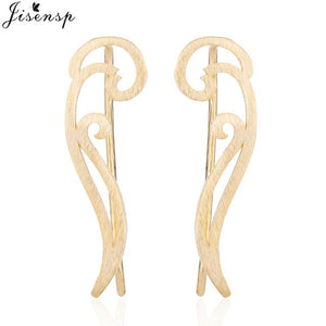 Jisensp Punk Waves Ear Climbers Earrings for Women Stud Earrings