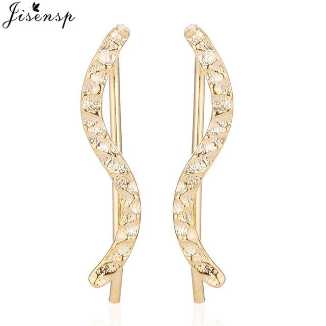 Jisensp Punk Waves Ear Climbers Earrings for Women Stud Earrings