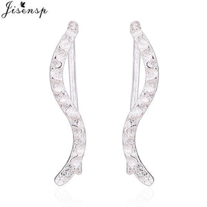 Jisensp Punk Waves Ear Climbers Earrings for Women Stud Earrings