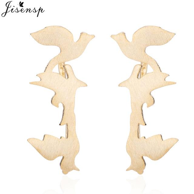 Jisensp Punk Waves Ear Climbers Earrings for Women Stud Earrings