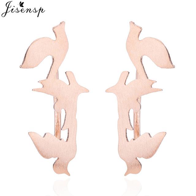 Jisensp Punk Waves Ear Climbers Earrings for Women Stud Earrings