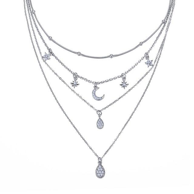 New Multilayer Crystal Moon Necklaces & Pendants For Women