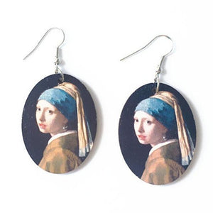 1 Pair Creative Vintage Oil Painting Earrings