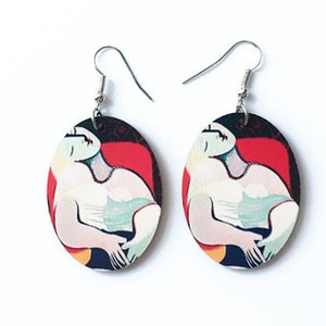 1 Pair Creative Vintage Oil Painting Earrings