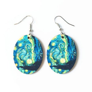 1 Pair Creative Vintage Oil Painting Earrings