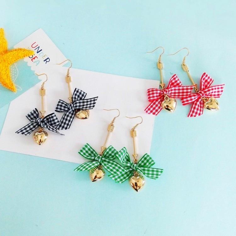 Fashion woman earrings eardrop sweet heart Bowknot earrings Long dangler