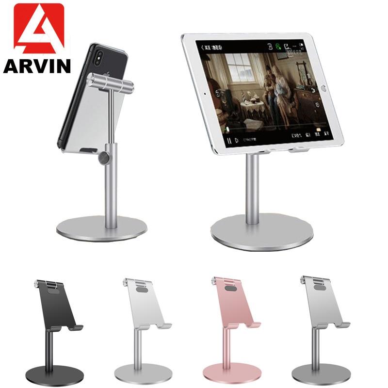 Arvin Adjustable Aluminum Alloy Cell Phone Tablet Holder For Ipad Pro Iphone XS XR Samsung Tablet Mobile Phone Desk Stand Mount