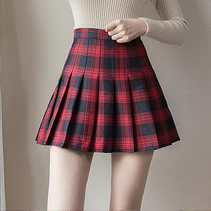 Plus Size Harajuku Short Skirt New Korean Plaid Skirt Women Zipper High Waist School Girl Pleated Plaid Skirt Sexy Mini Skirt