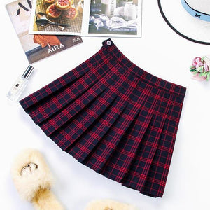 Plus Size Harajuku Short Skirt New Korean Plaid Skirt Women Zipper High Waist School Girl Pleated Plaid Skirt Sexy Mini Skirt