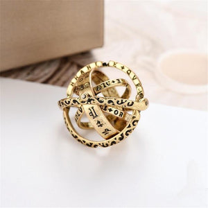 New Gold Silver Sphere Rings Vintage Universe Planet Astronomical Ball Love Couple Ring