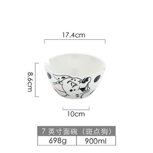 Cute Dog Dinnerware Set Kids Dinner Plate Bowls Spoon Noodle Bowl Ceramic Pet Bowl Decorative Cartoon Animal Crockery