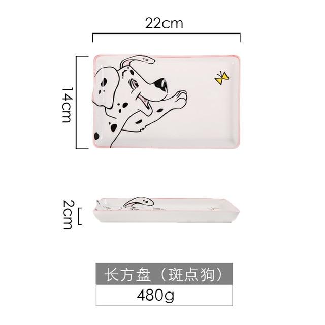 Cute Dog Dinnerware Set Kids Dinner Plate Bowls Spoon Noodle Bowl Ceramic Pet Bowl Decorative Cartoon Animal Crockery