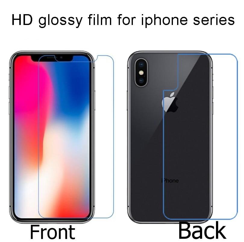 1 Pair (front+back) HD LCD clear glossy film For iphone 4 4G 4S 5 5g 5s 6 6s 6s 7 x 8 10 plus screen protector film guard