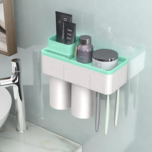 Toothbrush holder bathroom accessories toothpaste storage organizer glass for toothbrushes shelf magnetic adsorption With cup