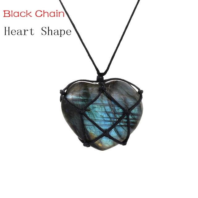 Dragons Heart Labradorite Necklace Natural Stone Pendant