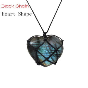 Dragons Heart Labradorite Necklace Natural Stone Pendant