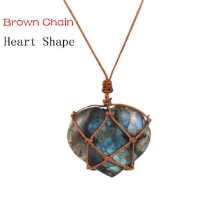 Dragons Heart Labradorite Necklace Natural Stone Pendant