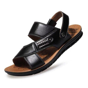 Cork Men Sandals Summer Genuine Leather Roman Sandals