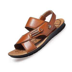 Cork Men Sandals Summer Genuine Leather Roman Sandals