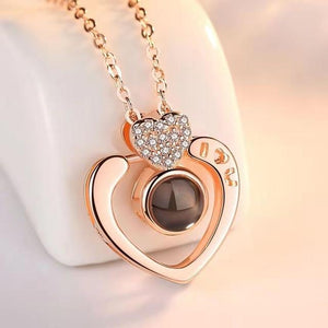 Love Heart Romantic Love Memory Wedding Necklace Rose Gold & Silver