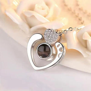 Love Heart Romantic Love Memory Wedding Necklace Rose Gold & Silver