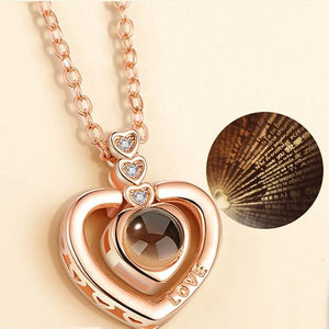 Love Heart Romantic Love Memory Wedding Necklace Rose Gold & Silver