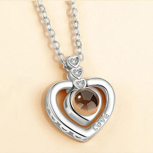 Love Heart Romantic Love Memory Wedding Necklace Rose Gold & Silver