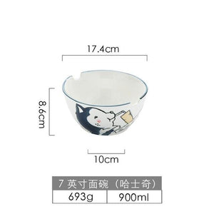 8 inch 3D Dog Dinner Plate Bowl Spoon Set Kids Noodle Bowl Ceramic Pet Bowl Decorative Plate Cartoon Animal Dinnerware Crockery