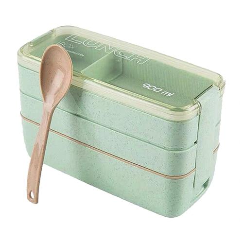 900ml Portable Healthy Material Lunch Box 3 Layer Wheat Straw Bento Boxes Microwave Dinnerware Food Storage Container Foodbox