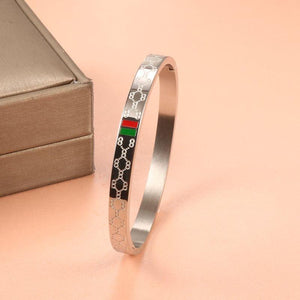 Trendy Stainless Steel Bangles Red and Green Charm