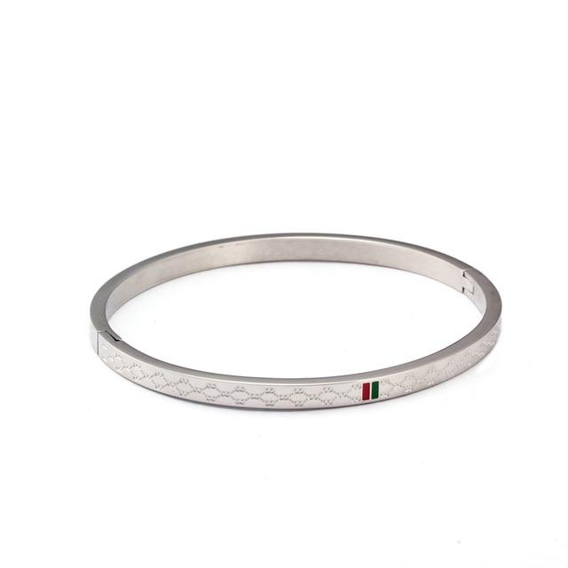 Trendy Stainless Steel Bangles Red and Green Charm