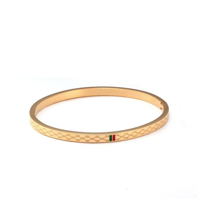 Trendy Stainless Steel Bangles Red and Green Charm