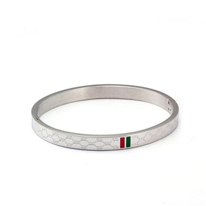 Trendy Stainless Steel Bangles Red and Green Charm