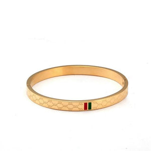 Trendy Stainless Steel Bangles Red and Green Charm