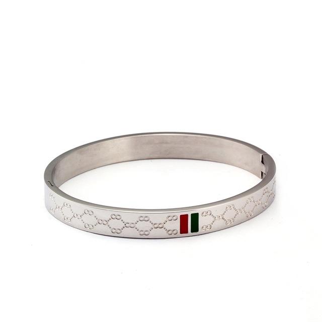 Trendy Stainless Steel Bangles Red and Green Charm