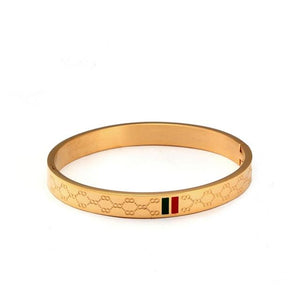 Trendy Stainless Steel Bangles Red and Green Charm