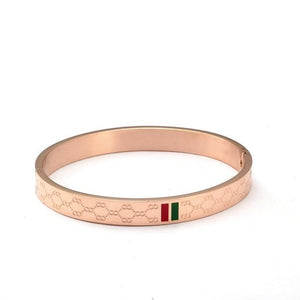 Trendy Stainless Steel Bangles Red and Green Charm