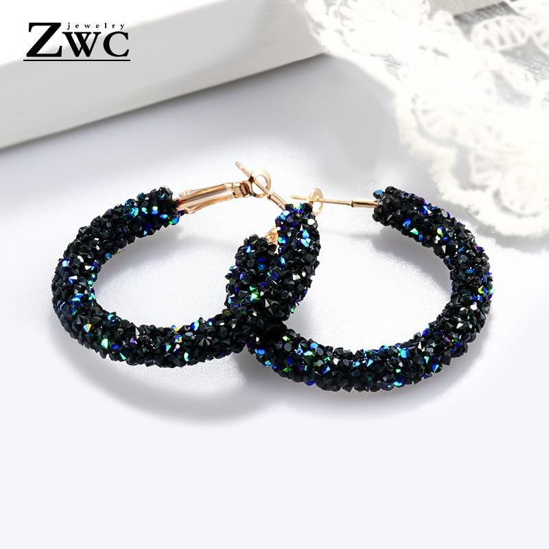 ZWC Vintage Korean Big Earrings for Women Female Fashion Danglers