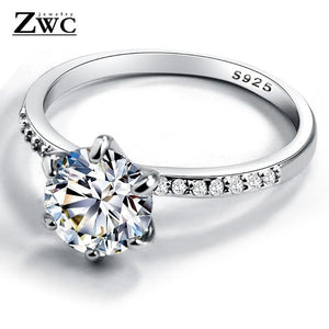 ZWC 2019 Fashion Classic Six Claw AAA Zircon Wedding Rings for women