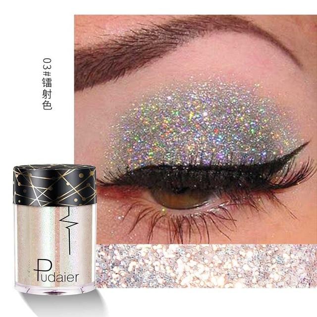 Pudaier Shimmer Holographic Sequins Glitter Tattoo Glitter Eyes Skin Highlighter Festival Pigment for Face Lips Body Glitter