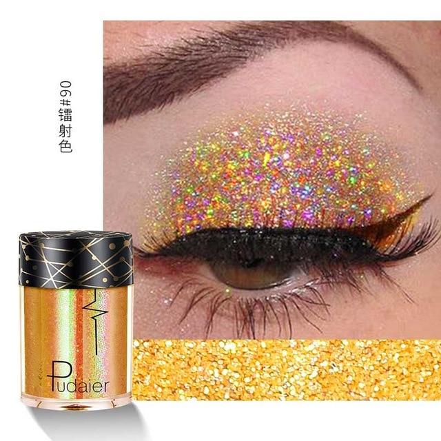 Pudaier Shimmer Holographic Sequins Glitter Tattoo Glitter Eyes Skin Highlighter Festival Pigment for Face Lips Body Glitter