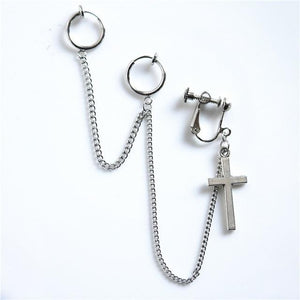 1PC European Style Fashion Vintage Long Chain Cross Zipper Drop Earrings