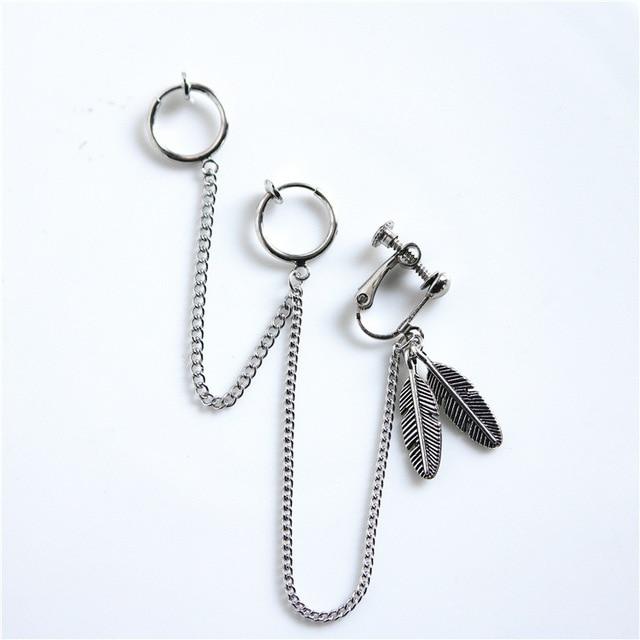 1PC European Style Fashion Vintage Long Chain Cross Zipper Drop Earrings