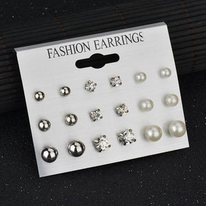 Modyle 2019 New Fashion 12 pairs/set White Simulated Pearl Stud Earrings