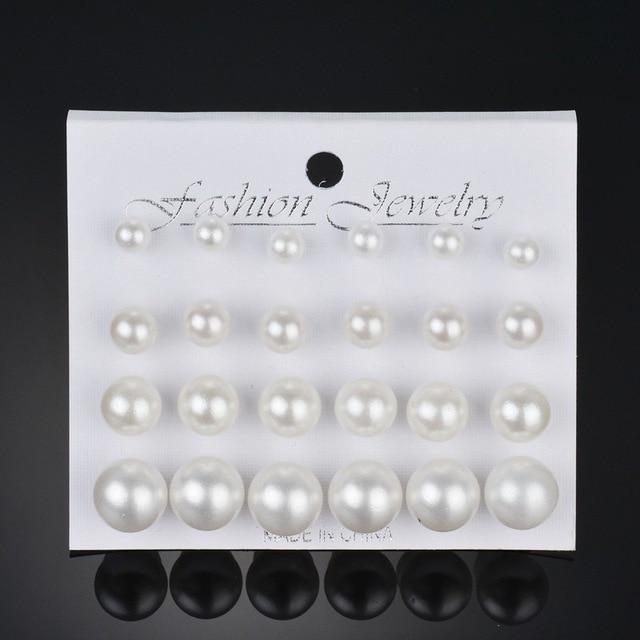 Modyle 2019 New Fashion 12 pairs/set White Simulated Pearl Stud Earrings