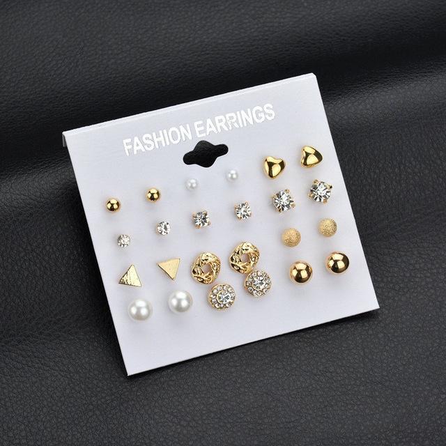 Modyle 2019 New Fashion 12 pairs/set White Simulated Pearl Stud Earrings