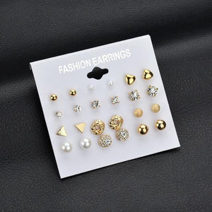 Modyle 2019 New Fashion 12 pairs/set White Simulated Pearl Stud Earrings