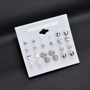 Modyle 2019 New Fashion 12 pairs/set White Simulated Pearl Stud Earrings