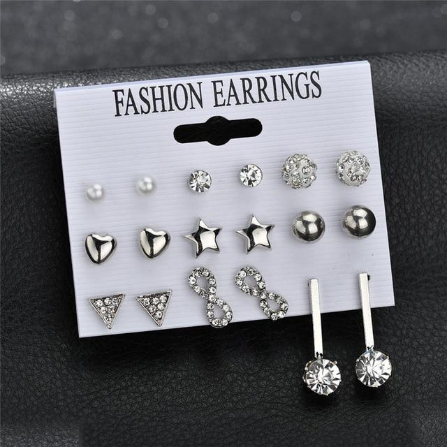 Modyle 2019 New Fashion 12 pairs/set White Simulated Pearl Stud Earrings