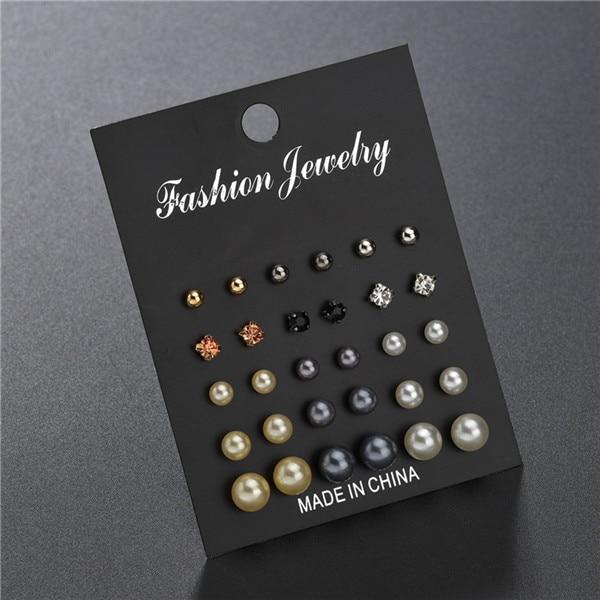 Modyle 2019 New Fashion 12 pairs/set White Simulated Pearl Stud Earrings